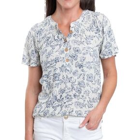 Elsie & Zoey Joelle Short Sleeve Button Up Floral Blouse for Women in Saudi Arabia