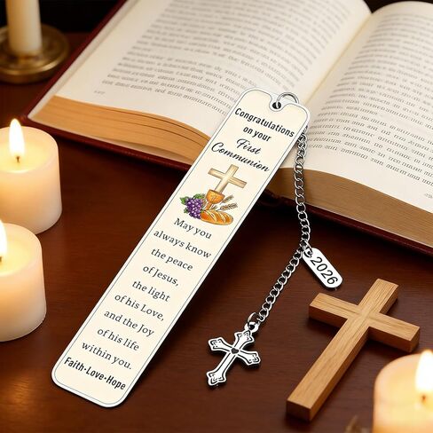 2026 Christian Bookmark,Engraved Inspirational Cross Bookmark for First Communion Baptism Confirmation, Religious Bookmarks,Christian Book Lover Gift,Religious Faith Based Gifts for Women & Men in Kuwait