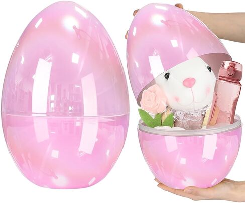 بيض عيد الفصح المعدني الكبير مقاس 12 بوصة، قزحي الألوان، كبير جدًا، بيض بلاستيكي كبير الحجم قابل للتعبئة، ألعاب حفلات للبالغين لسلال الهدايا، مفاجأة بيضة عملاقة، بيضة عيد الفصح، ديكور الربيع in Kuwait