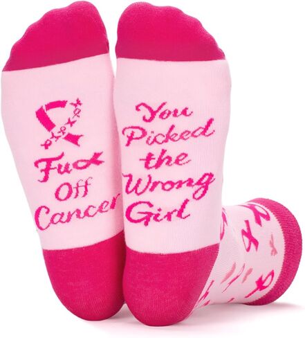 جوارب مضحكة للتوعية بسرطان الثدي، جوارب سخيفة مبتكرة، هدايا مريحة للسرطان للنساء والفتيات مرضى العلاج الكيميائي in Kuwait