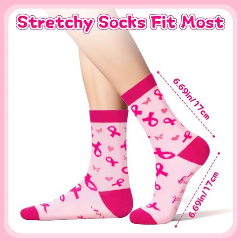 جوارب مضحكة للتوعية بسرطان الثدي، جوارب سخيفة مبتكرة، هدايا مريحة للسرطان للنساء والفتيات مرضى العلاج الكيميائي in Kuwait