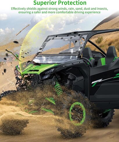 زجاج أمامي قابل للطي 3 في 1 لملحقات Kawasaki Teryx KRX KRX4 1000 2020-2025، نافذة أمامية أمامية مطلية بطبقة صلبة 1/5 بوصة، قابلة للطي وقابلة للطي لأسفل، يمكن فتحها بالكامل/إغلاقها/تهويتها in Saudi Arabia