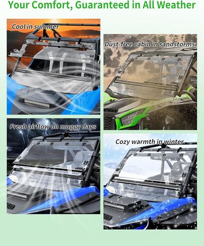 زجاج أمامي قابل للطي 3 في 1 لملحقات Kawasaki Teryx KRX KRX4 1000 2020-2025، نافذة أمامية أمامية مطلية بطبقة صلبة 1/5 بوصة، قابلة للطي وقابلة للطي لأسفل، يمكن فتحها بالكامل/إغلاقها/تهويتها in Saudi Arabia