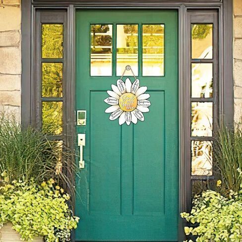 Christian Daisy Flower Front Door Sign, Religious Bible Verse God Says You are Floral Wood Plaque Hanger Home Decor, Inspirational Scriptures Wooden Wreath Indoor Wall Hanging Decoration in Saudi Arabia