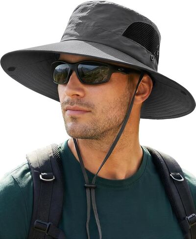 قبعات الشمس للرجال والنساء بعامل حماية من الأشعة فوق البنفسجية 80+، قبعة دلو بحافة واسعة مقاومة للماء، قابلة للطي في الهواء الطلق لصيد الأسماك والمشي لمسافات طويلة على الشاطئ وقبعة سفاري in Kuwait