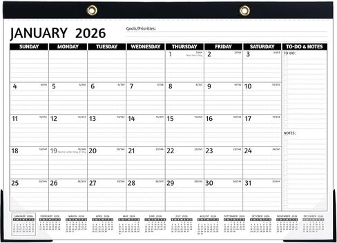 2026-2027 Desk Calendar – 18 Monthly Desk Calendar 2026-2027, JAN 2026 - JUN 2027 Large, 17’’ x 12’’, 2026 Desk/Wall Calendar with To-do Lists, Desk Pad, Ruled Blocks, Corner Protectors in Kuwait