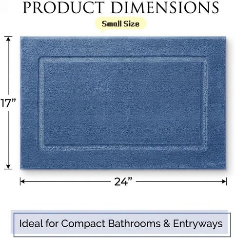 Bathroom Rugs 24"x17", Ultra Soft Thick Plush Fluffy Microfiber Absorbent Bath Mat, Non-Slip Backing, Machine Washable Bath Mats for Bathroom Floor, Tub and Shower, Home Decor Accessories, Blue in Kuwait