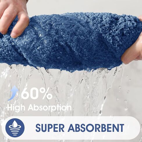 Bathroom Rugs 24"x17", Ultra Soft Thick Plush Fluffy Microfiber Absorbent Bath Mat, Non-Slip Backing, Machine Washable Bath Mats for Bathroom Floor, Tub and Shower, Home Decor Accessories, Blue in Kuwait