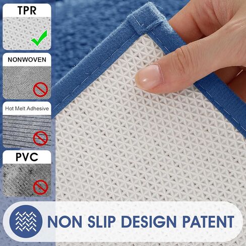 Bathroom Rugs 24"x17", Ultra Soft Thick Plush Fluffy Microfiber Absorbent Bath Mat, Non-Slip Backing, Machine Washable Bath Mats for Bathroom Floor, Tub and Shower, Home Decor Accessories, Blue in Kuwait