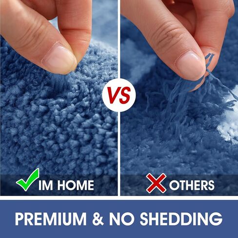 Bathroom Rugs 24"x17", Ultra Soft Thick Plush Fluffy Microfiber Absorbent Bath Mat, Non-Slip Backing, Machine Washable Bath Mats for Bathroom Floor, Tub and Shower, Home Decor Accessories, Blue in Kuwait