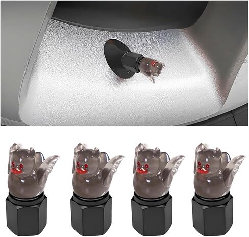 4PCS Black Devil Shaped Tire Valve Stem Caps for Car, Universal Car Accessories for All Cars, Tire Valve Cap Round Air Caps Cover Universal Stem Caps for Car Truck SUV Motorcycle Bicycle in Saudi Arabia