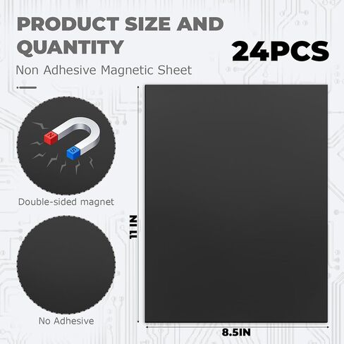 24 Pack Non-Adhesive Magnetic Sheets 8.5 x 11 Flexible Blank Magnet Sheets 20 Mil for Die Storage, DIY Crafts, Photo Magnets, Fridge Displays, School Projects, Office Organization in Saudi Arabia