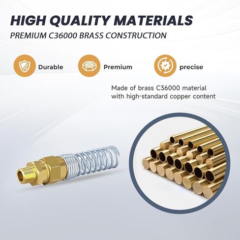 Truck Air Brake Hose Fittings Kit, ANGRICHT DOT Brass 1/2" x 3/8" NPT Male End Connector with Spring Guard, 5 Pack Heavy Duty Air Line Repair Fittings for Semi Trailer in Saudi Arabia