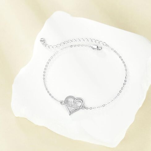 Angel Number 1111 Bracelet 925 Sterling Silver Heart Angel Numbers Bracelet Jewelry for Women Mom in Saudi Arabia
