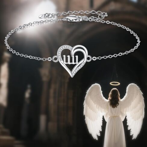 Angel Number 1111 Bracelet 925 Sterling Silver Heart Angel Numbers Bracelet Jewelry for Women Mom in Saudi Arabia