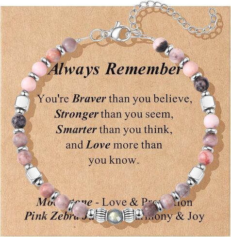 SONNYX Moonstone Bracelets for Women, Stainless Steel Beaded Bracelet, 4mm Gemstones Bracelets, Always Remember Gifts, Stocking Stuffers for Women, Valentines Mothers Day Birthday Graduation Gifts in Saudi Arabia
