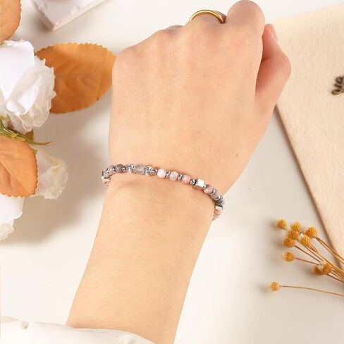 SONNYX Moonstone Bracelets for Women, Stainless Steel Beaded Bracelet, 4mm Gemstones Bracelets, Always Remember Gifts, Stocking Stuffers for Women, Valentines Mothers Day Birthday Graduation Gifts in Saudi Arabia