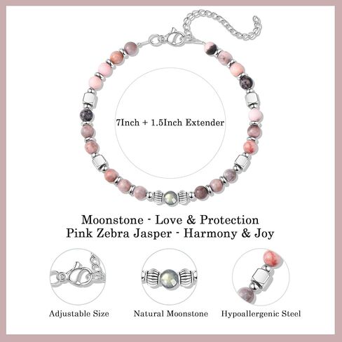 SONNYX Moonstone Bracelets for Women, Stainless Steel Beaded Bracelet, 4mm Gemstones Bracelets, Always Remember Gifts, Stocking Stuffers for Women, Valentines Mothers Day Birthday Graduation Gifts in Saudi Arabia