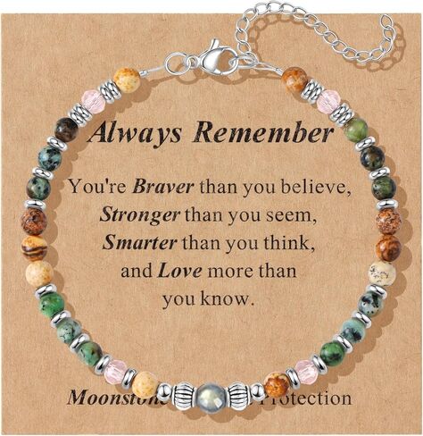 SONNYX Moonstone Bracelets for Women, Stainless Steel Beaded Bracelet, 4mm Gemstones Bracelets, Always Remember Gifts, Stocking Stuffers for Women, Valentines Mothers Day Birthday Graduation Gifts in Saudi Arabia
