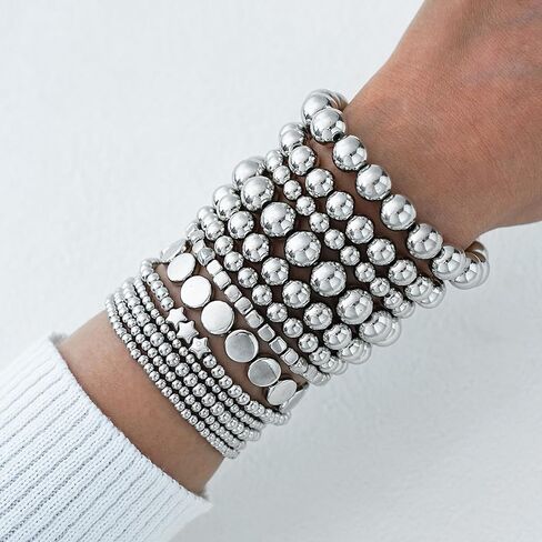 Beaded Bracelet Stack for Women Gold Jewelry Stackable Bead Layered Wristwear Summer Fashion Minimalist Accessories in Saudi Arabia