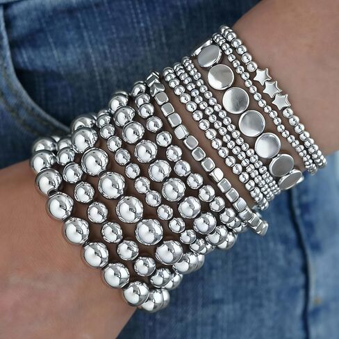 Beaded Bracelet Stack for Women Gold Jewelry Stackable Bead Layered Wristwear Summer Fashion Minimalist Accessories in Saudi Arabia