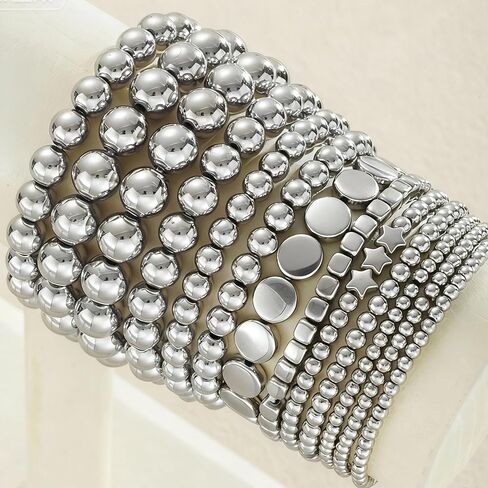 Beaded Bracelet Stack for Women Gold Jewelry Stackable Bead Layered Wristwear Summer Fashion Minimalist Accessories in Saudi Arabia