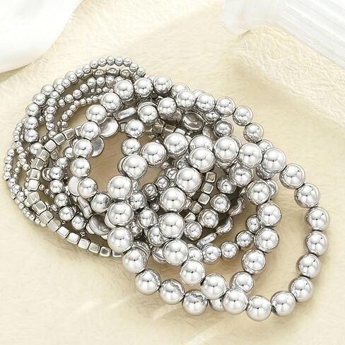 Beaded Bracelet Stack for Women Gold Jewelry Stackable Bead Layered Wristwear Summer Fashion Minimalist Accessories in Saudi Arabia