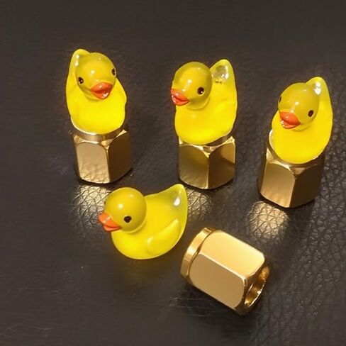 4 PCS Car Tire Valve Caps with Cute Duck Shape, Luminous Decoration, Suitable for Most Cars, Car Motorcycles and Bicycles Accessories in Saudi Arabia