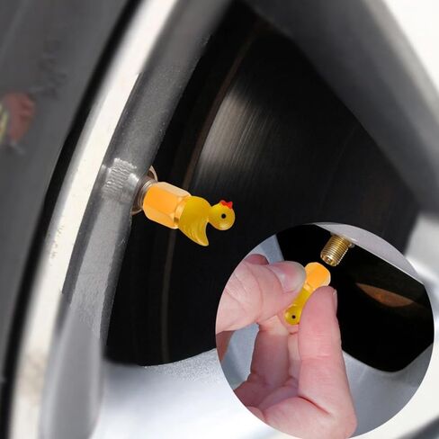4 PCS Car Tire Valve Caps with Cute Duck Shape, Luminous Decoration, Suitable for Most Cars, Car Motorcycles and Bicycles Accessories in Saudi Arabia