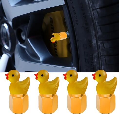 4 PCS Car Tire Valve Caps with Cute Duck Shape, Luminous Decoration, Suitable for Most Cars, Car Motorcycles and Bicycles Accessories in Saudi Arabia