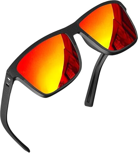 grinderPUNCH Polarized Sunglasses for Men Lightweight TR90 Frame UV400 Protection Square Sun Glasses for Driving Fishing Golf (Red) in Saudi Arabia