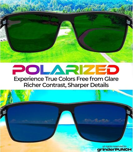 grinderPUNCH Polarized Sunglasses for Men Lightweight TR90 Frame UV400 Protection Square Sun Glasses for Driving Fishing Golf (Red) in Saudi Arabia