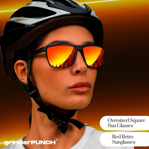 grinderPUNCH Polarized Sunglasses for Men Lightweight TR90 Frame UV400 Protection Square Sun Glasses for Driving Fishing Golf (Red) in Saudi Arabia