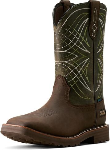 حذاء عمل Ariat الرجالي المقاوم للماء، بني داكن/أخضر، 11 in Saudi Arabia