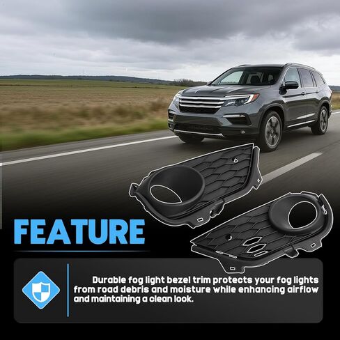 2 قطعة غطاء الكسوة ضوء الضباب الحافة صالح لهوندا الطيار 2019-2022 محكم الجبهة الوفير الضباب الخفيف يغطي مع ثقب الاستشعار يستبدل 71102TG7A60 71107TG7A60 HO1039142 HO1038142 71102TG7A50 in Kuwait