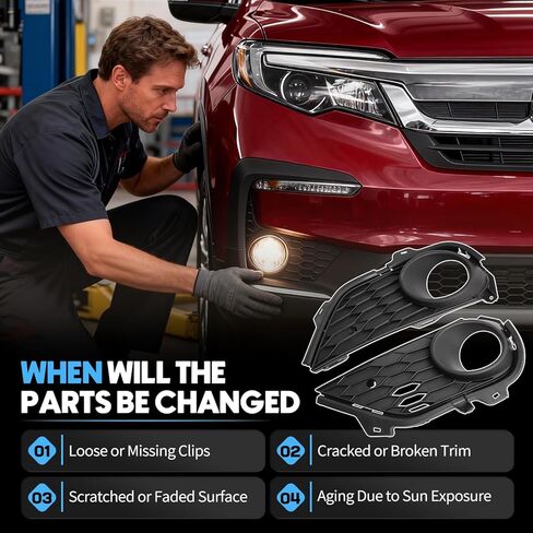 2 قطعة غطاء الكسوة ضوء الضباب الحافة صالح لهوندا الطيار 2019-2022 محكم الجبهة الوفير الضباب الخفيف يغطي مع ثقب الاستشعار يستبدل 71102TG7A60 71107TG7A60 HO1039142 HO1038142 71102TG7A50 in Kuwait