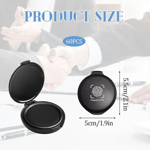 60 Pcs Fingerprint Ink Pad Black Finger Print Stamp Pad Mini Inkless Thumbprint Pads for Home Office Bank Notary Employee Screening Identification Security ID Fingerprint (Black) in Kuwait