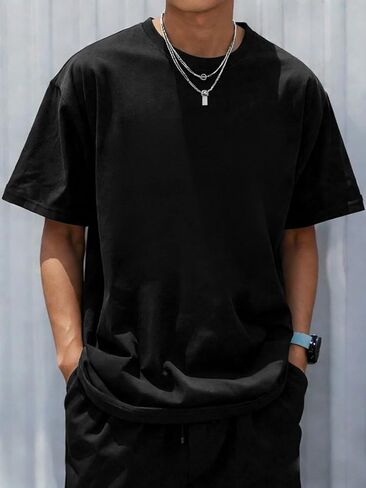 Girls & Young Men's Summer Versatile Casual Crew Neck Short Sleeve T-Shirt Black in Saudi Arabia
