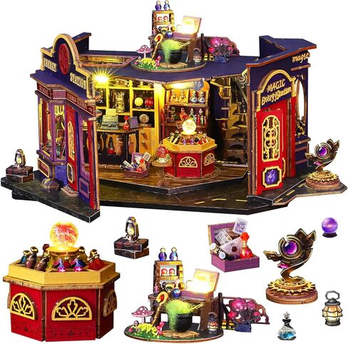 Spilay DIY Miniature Dollhouse Kit,DIY Dollhouse Kit with Wooden Furniture,Dust Proof Cover, Music Box and LED,Handmade Crafts Gifts for Birthdays, Christmas and Valentine's Day in Kuwait