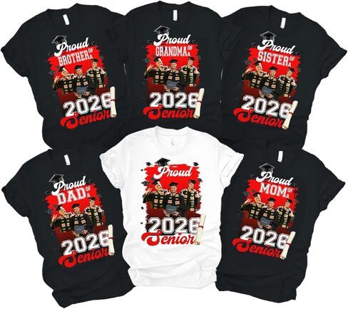 Graduation T-Shirt Design Custom Picture, 2026 Graduation, Proud Dad, Proud Mom of a Senior, Matching Family Graduate Shirt in Kuwait