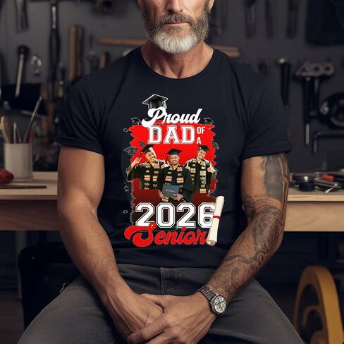 Graduation T-Shirt Design Custom Picture, 2026 Graduation, Proud Dad, Proud Mom of a Senior, Matching Family Graduate Shirt in Kuwait