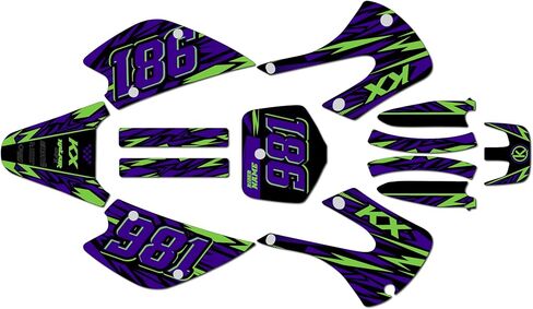مجموعة رسومات لـ Kawasaki KX85 / KX100 (2001-2013) Twitch Series Green 9 Mil - Easy Go - ملصق دراجة نارية للدراجة الترابية، ملصق سباق الدراجات النارية ملحقات موتوكروس بدون بلاستيك in Kuwait