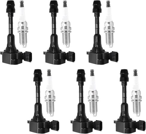 ITOM Ignition Coil Pack and Spark Plugs UF401 Compatible with Infiniti 2003-2008 FX35 2003-2007 G35 2006-2008 M35, for Nissan 2003-2006 350Z V6 3.5L Coil Packs, Replace 224488J225 Set of 6 in Kuwait