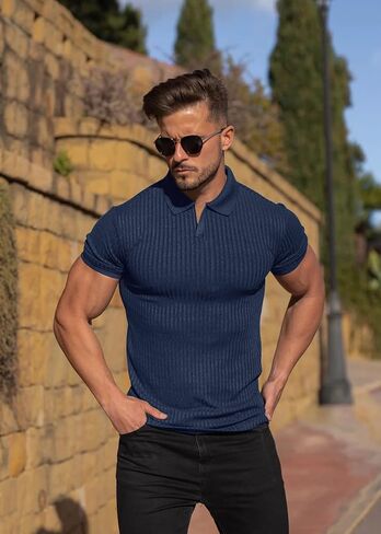 Stylish Vintage Polo Shirt - Men's Casual High Stretch Lapel Button Up Shirt in Saudi Arabia