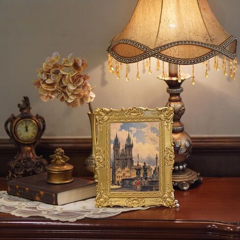 SIKOO 4x6 Vintage Picture Frame Antique Ornate Gold Photo Frame with Glass for Table Top and Wall Display Vintage Home Decor Photo Gallery Art in Saudi Arabia