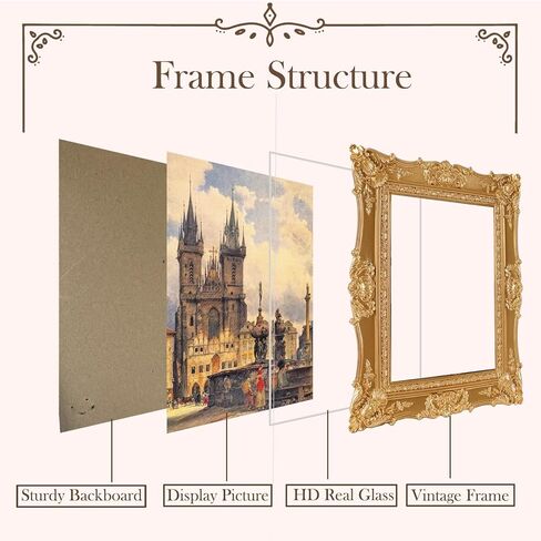SIKOO 4x6 Vintage Picture Frame Antique Ornate Gold Photo Frame with Glass for Table Top and Wall Display Vintage Home Decor Photo Gallery Art in Saudi Arabia
