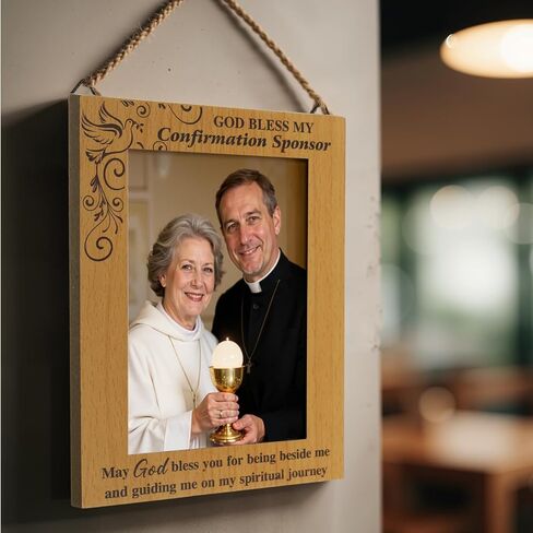 Gerrii God Bless My Confirmation Sponsor Picture Frame Confirmation Sponsor Gifts May God Bless You for Being Beside Me and Guiding Me on My Spiritual Journey Thank You Gift for Display Photo 4" x 6" in Saudi Arabia