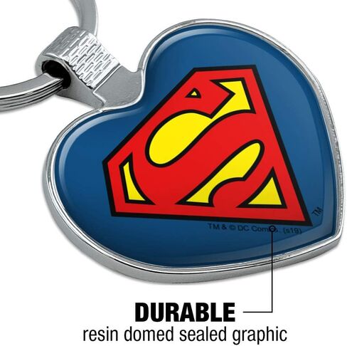 GRAPHICS & MORE Superman Classic S Shield Logo Keychain Heart Love Metal Key Chain Ring in Saudi Arabia