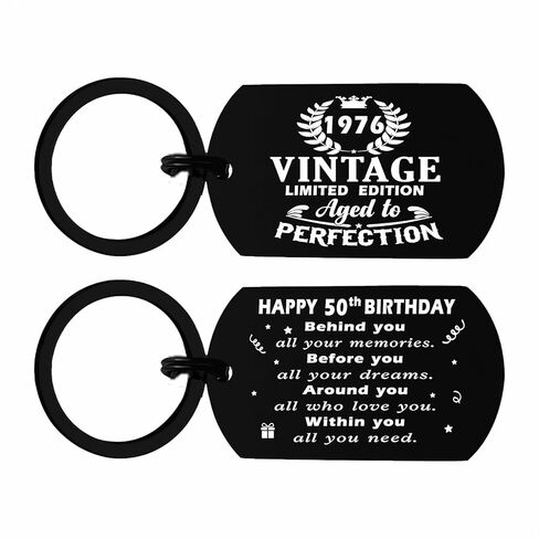 Viayen 50th Birthday Gifts Women Men, Vintage 1975 Keychain, Turning 50 Years Old Birthday Present Decorations for Female Male in Saudi Arabia