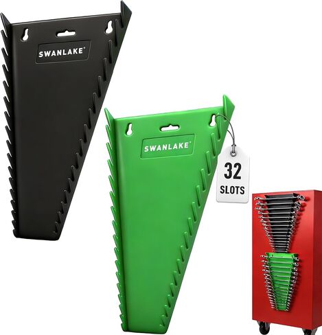 Magnetic Wrench Organizer 2-piece, Wrench Rack Tool Trays SAE (1/4" to 1-1/16"), Metric (6mm to 24mm), 32-Slot Drawer Storage Tools, Wrench Set Holder in Kuwait